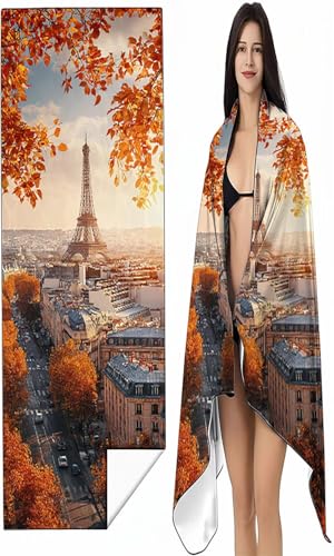 Strandtuch Mikrofaser Handtuch Groß 100 x 200 cm, Microfaser Handtücher Kompakt und Sandfest, Leicht und chnelltrocknend Gym Handtuch für Travel Strand Sauna mit Tasche Gelb Eiffelturm SYX3 Z-E Strandtuch Mikrofaser Handtuch Groß 100 x 200 cm, Microfaser Handtücher Kompakt und Sandfest, Leicht und chnelltrocknend Gym Handtuch für Travel Strand Sauna mit Tasche Gelb Eiffelturm SYX3 Z-E von BEIJUYHU
