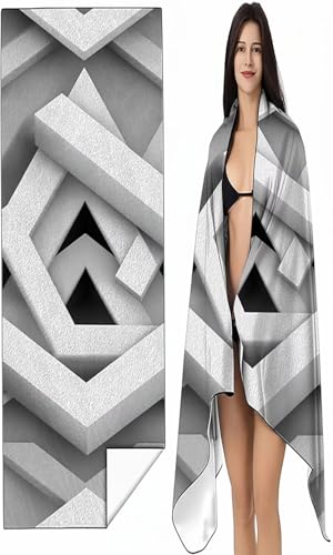 Strandtuch Mikrofaser Handtuch Groß 100 x 200 cm, Microfaser Handtücher Kompakt und Sandfest, Leicht und chnelltrocknend Gym Handtuch für Travel Strand Sauna mit Tasche Weiß Geometrie SYX5 Q-3 Strandtuch Mikrofaser Handtuch Groß 100 x 200 cm, Microfaser Handtücher Kompakt und Sandfest, Leicht und chnelltrocknend Gym Handtuch für Travel Strand Sauna mit Tasche Weiß Geometrie SYX5 Q-3 von BEIJUYHU