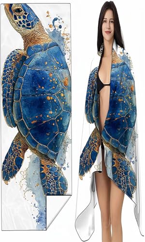 Strandtuch Mikrofaser Handtuch Groß 100 x 200 cm, Microfaser Handtücher Kompakt und Sandfest, Leicht und chnelltrocknend Handtuch Travel Strand Sauna mit Tasche Blau und Weiß Meeresschildkröten R-6 Strandtuch Mikrofaser Handtuch Groß 100 x 200 cm, Microfaser Handtücher Kompakt und Sandfest, Leicht und chnelltrocknend Handtuch Travel Strand Sauna mit Tasche Blau und Weiß Meeresschildkröten R-6 von BEIJUYHU