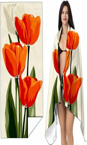 Strandtuch Mikrofaser Handtuch Groß 70 x 140cm, Microfaser Handtücher Kompakt und Sandfest, Leicht und chnelltrocknend Gym Handtuch für Travel Strand Sauna mit Tasche orange Farbe Tulpe SYX1 O-8 Strandtuch Mikrofaser Handtuch Groß 70 x 140cm, Microfaser Handtücher Kompakt und Sandfest, Leicht und chnelltrocknend Gym Handtuch für Travel Strand Sauna mit Tasche orange Farbe Tulpe SYX1 O-8 von BEIJUYHU