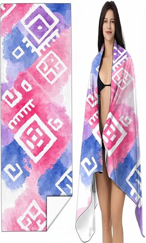 Strandtuch XXL 100 x 200 cm Rosa Strandmatte Sandfreies Schnell Trocknendes Intimer Druckknopf, Weiches Leichtes Abstrakt Mikrofaser Strandtuch Damen Herren für Reise Schwimmen Campin SYX6 G-2 von BEIJUYHU