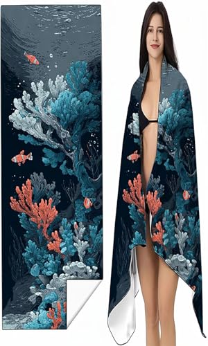 Strandtuch XXL 70 x 140cm Blau Strandmatte Sandfreies Schnell Trocknendes Intimer Druckknopf, Weiches Leichtes Meereslebewesen Mikrofaser Strandtuch Damen Herren für Reise Schwimmen Campin SYX2 M-1 Strandtuch XXL 70 x 140cm Blau Strandmatte Sandfreies Schnell Trocknendes Intimer Druckknopf, Weiches Leichtes Meereslebewesen Mikrofaser Strandtuch Damen Herren für Reise Schwimmen Campin SYX2 M-1 von BEIJUYHU