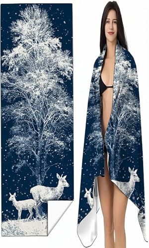 Strandtuch XXL 70 x 140cm Blau Strandmatte Sandfreies Schnell Trocknendes Intimer Druckknopf Vielseitiges, Weiches Leichtes Reh Mikrofaser Strandtuch Damen Herren für Reise Schwimmen Campin SYX2 9-Z von BEIJUYHU