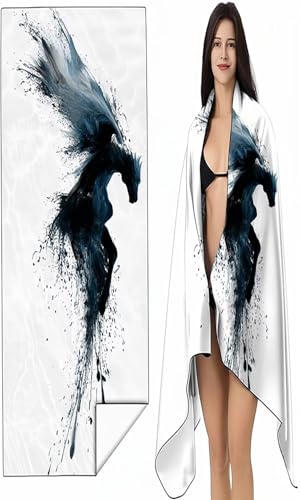 Strandtuch XXL 70 x 140cm Blau Strandmatte Sandfreies Schnell Trocknendes Intimer Druckknopf Vielseitiges, Weiches Leichtes Tier Mikrofaser Strandtuch Damen Herren für Reise Schwimmen Campin SYX0 6-G von BEIJUYHU