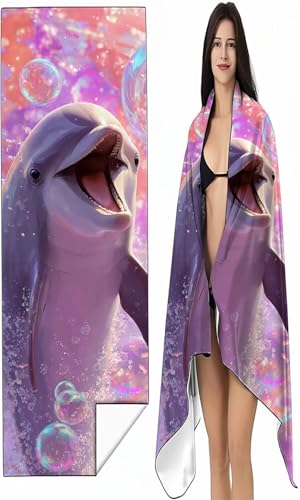 Strandtuch XXL 90 x 200cm Rosa Strandmatte Sandfreies Schnell Trocknendes Intimer Druckknopf Vielseitiges, Weiches Leichtes Tier Mikrofaser Strandtuch Damen Herren für Reise Schwimmen Campin SYX4 X-L von BEIJUYHU
