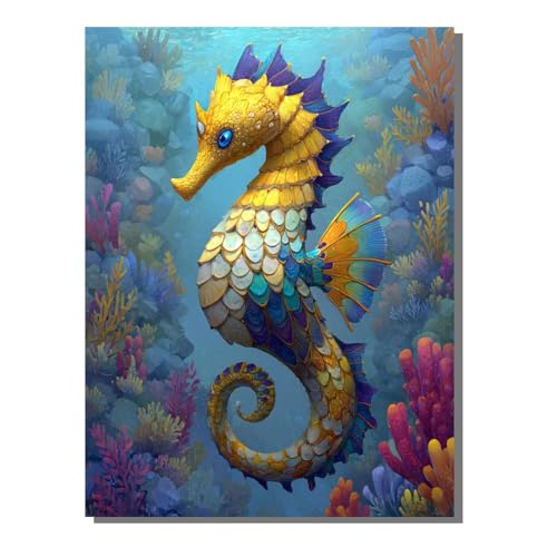 Tier 5D Diamond Painting Erwachsene Seepferdchen Full Drill Diamant Painting Kinder Bilder, DIY Mosaic Bastelset für Erwachsene, Diamant Malerei Stickerei Groß für Home Decor 60x80 cm BJHF139 von BEIJUYHU