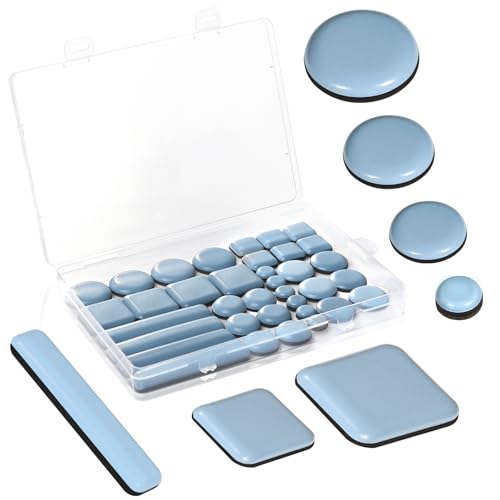 36 Stück Teflongleiter Selbstklebend Set Möbelgleiter Teflongleiter Rund 13mm，22mm, 25mm, 30mm Teflongleiter Eckig Klein 20mm, 30mm Teflongleiter Rechteckig 16 * 75mm PTFE Gleiter für Möbel von BEIMEIII