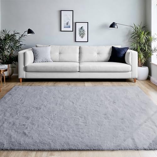 BEIMO Hochflor Teppich Flauschig Grau Teppich Wohnzimmer 120x170 Teppiche Schlafzimmer Anti-Rutsch Bettvorleger Teppiche Weich rutschfest für Kinderzimmer von BEIMO