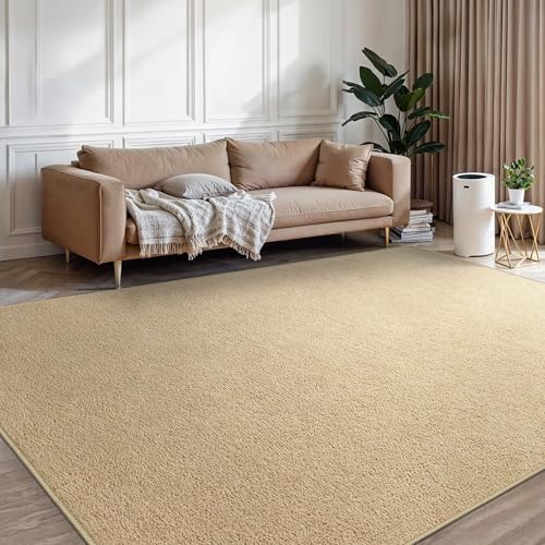 BEIMO Waschbarer Teppich Wohnzimmer Kurzflor Anti-Rutsch Unterseite Uni Modern Design Teppich Weich rutschfest für Esszimmer, Kinderzimmer und Schlafzimmer, Beige 140X200CM von BEIMO