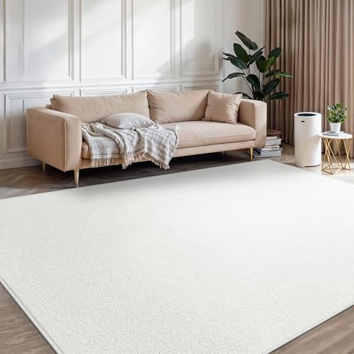 BEIMO Waschbarer Teppich Wohnzimmer Kurzflor Anti-Rutsch Unterseite Uni Modern Design Teppich Weich rutschfest für Esszimmer, Kinderzimmer und Schlafzimmer, Weiß 120X160CM von BEIMO