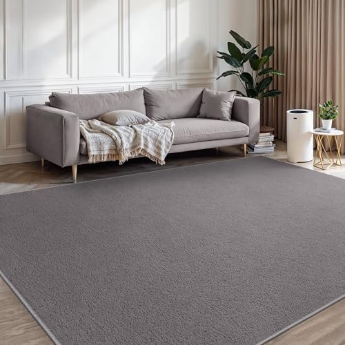 BEIMO Waschbarer Teppich Wohnzimmer Kurzflor Anti-Rutsch Unterseite Uni Modern Design Teppich Weich rutschfest für Esszimmer, Kinderzimmer und Schlafzimmer, Grau 140X200CM von BEIMO