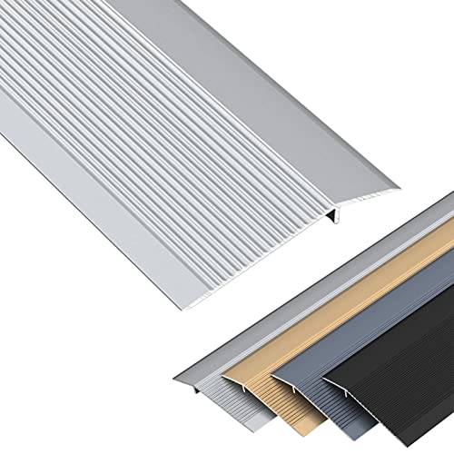 Holz-Fliesen-Metallboden-Übergangsleiste, 10 cm extra breite Türschwellenrampe für Böden, rutschfeste Reduziernut mit Nut (Farbe: Silber, Größe: Länge 75 cm/29,5 Zoll) von BEINME