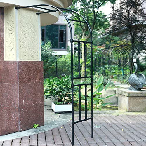 ESCOLL Schwarz Metall Rosenbogen Garten Halbbogen Rose Rankhilfe Breite 60cm 90cm 120cm 150cm 180cm 240cm Torbogen für Kletterpflanzen (Color : Schwarz, Size : W180XH240cm(5.9x7.9ft)) von BEISCO