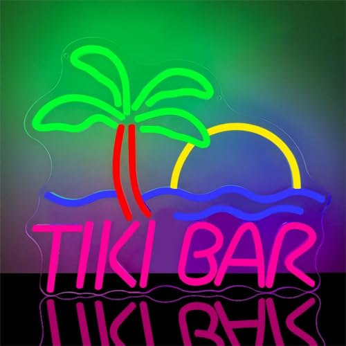 TIKI BAR Neon Schild Led Bar Sign für Wanddekoration Leuchtendes Schild Neon Bier Lampe Personalisiert Dimmbar für Home Bar Garten Party Cocktail Abend Tropical Club Deko von BEISKAFNVSZ