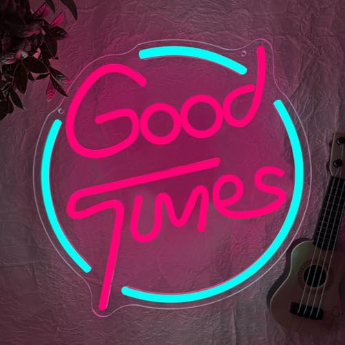 GOOD TIMES Neon Schild Leuchtendes LED Sign Barschild Schild für Retro Wand Neon Lampe Personalisiert USB Dimmbar für Home Bar Wohnzimmer Partys Cafés Podcast Deko von BEISKAFNVSZ