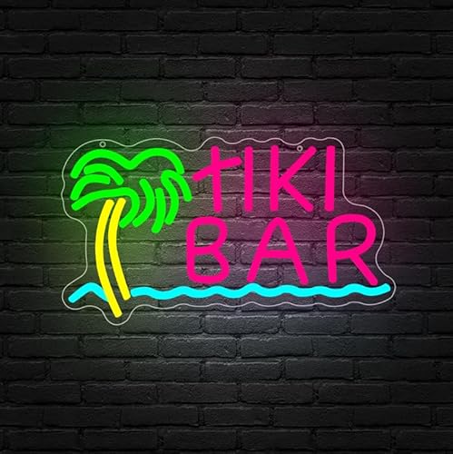 TIKI BAR Neon Schild Palme Bar Led Schild für Wanddekoration Neon Licht USB für Hawaii Hotel Bar Bier Party Tropical Club Cocktail Deko Männerhöhle Geschenk von BEISKAFNVSZ