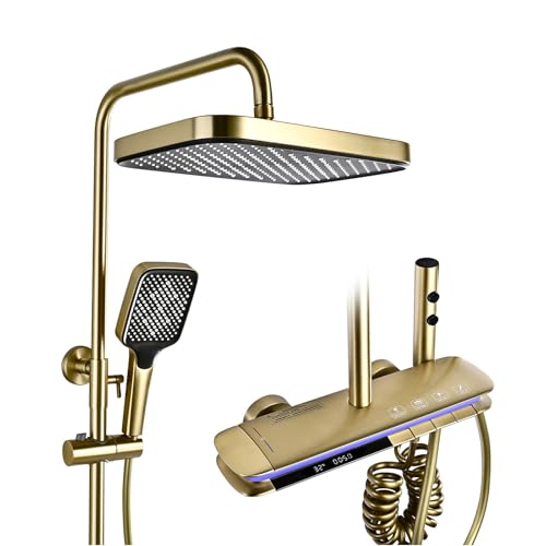 BEITH Duschsystem mit Thermostat, 4 Funktions Klaviertasten Duschset, 31x20cm Quadrat Duschkopf, Digitaler Bildschirm, 360° LED Umgebungslicht, Wasserkraft, mit Wannenarmatur, Booster Spritzpistole BEITH Duschsystem mit Thermostat, 4 Funktions Klaviertasten Duschset, 31x20cm Quadrat Duschkopf, Digitaler Bildschirm, 360° LED Umgebungslicht, Wasserkraft, mit Wannenarmatur, Booster Spritzpistole von BEITH