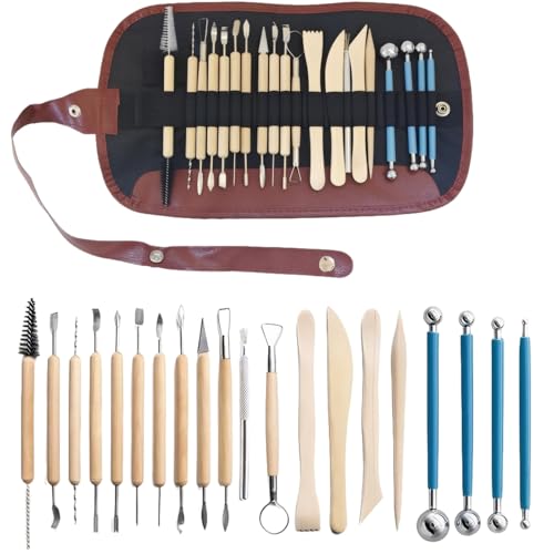 BEJAGWUS 20 Stück Werkzeuge zum Modellieren von Ton, Werkzeug Kit Keramik DIY, Sculpture Tools Set für Polymerschnitzen Polymer Clay Skulptur, Zubehör für Künstler und Anfänger (20 Set) von BEJAGWUS