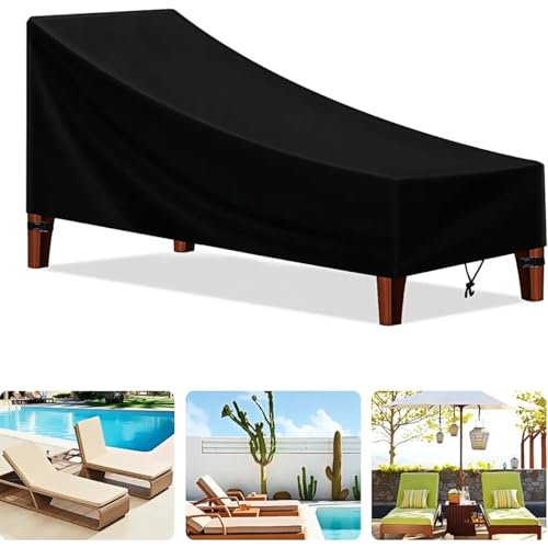 BEJAGWUS Abdeckung Gartenliege Sonnenliegen mit Verstellbarem Kordelzug & Schnallen,Oxford Schutzhülle für Garten Liege,Wasserdicht Winterfest UV-Anti Winddicht - 210x75x40/80 cm von BEJAGWUS