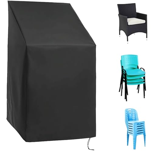 BEJAGWUS Gartenstühle Abdeckung mit Zugkordel,Oxford Schutzhülle für Stapelstühle Gartenstühle Hochlehner,Abdeckung Gartenmöbel Wasserdicht Winterfest Winddicht UV Beständiges - 65x65x80/120 cm von BEJAGWUS