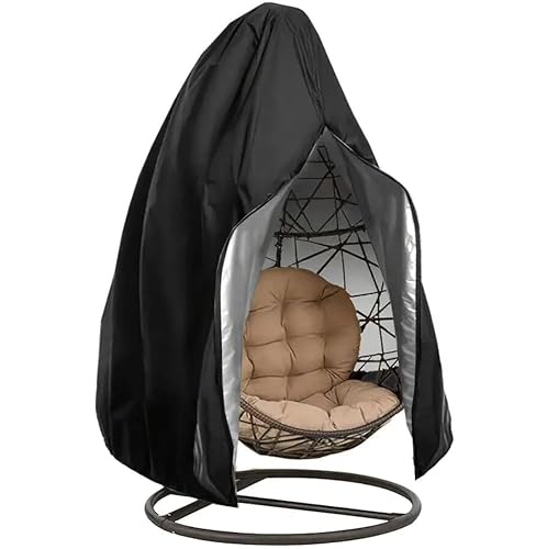 BEJAGWUS Hängesessel Abdeckung Outdoor mit Reißverschluss Kordelzug,Oxford Schutzhülle für Hängestuhl Egg Swing Chair,Abdeckung Gartenmöbel Wasserdicht Winddicht UV-Anti Winterfest - 190x115 cm von BEJAGWUS