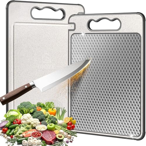 BEJAGWUS Titan Schneidebrett mit Auffangschale & Messerschärfer,S304 Edelstahl Schneidebrett Doppelseitiges Lebensmittel Grade Cutting Board,Schneidbrett für Fleisch,Gemüse Obst & Brot (36,5 * 25 cm) BEJAGWUS Titan Schneidebrett mit Auffangschale & Messerschärfer,S304 Edelstahl Schneidebrett Doppelseitiges Lebensmittel Grade Cutting Board,Schneidbrett für Fleisch,Gemüse Obst & Brot (36,5 * 25 cm) von BEJAGWUS