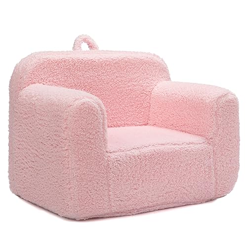 BEJOY Kindersofa - Ultra-Weicher Schaumstoff Gefüllter Kindersessel, Kuscheliger Sherpa Lesecouch für Mädchen und Jungen - Rosa von BEJOY