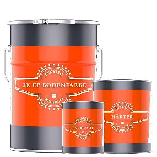 BEKATEQ 2K Epoxidharz 5kg Blutorange I Bodenbeschichtung UV-optimiert, Selbstentlüftend, Geruchsarm, Betonfarbe für außen & innen I Bodenfarbe für Garagenboden, Werkstatt- & Industrieboden BE-702 von BEKATEQ