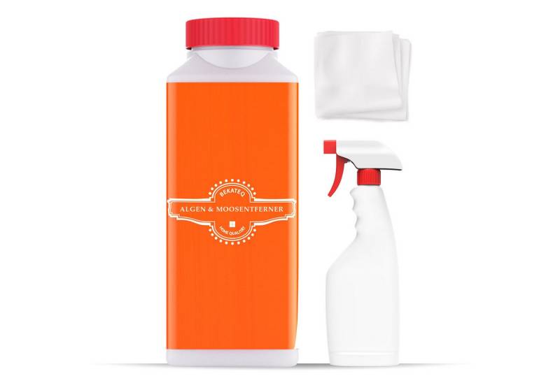 BEKATEQ BE-509 Grünbelagentferner (Algenentferner + Sprühflasche + Vliestuch, [- Set 1L reicht aus für 10qm) von BEKATEQ