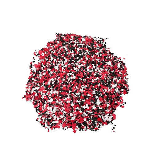 BEKATEQ Farbchips in Schwarz-Rot-Weiss 200g, Dekochips, Farbflocken für Epoxidharz Bodenbeschichtung, 1K & 2K PU Bodenfarbe, Alkydharz Betonfarben - Garagenböden, Keller, Wohnraum, Werkstatt BK-130 von BEKATEQ