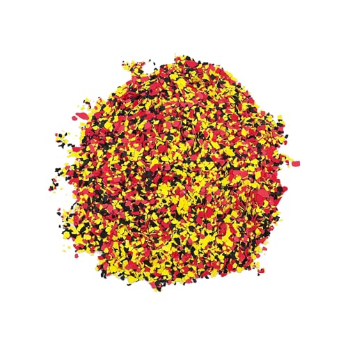 BEKATEQ Farbchips in Schwarz-Rot-Gold 1kg, Dekochips, Farbflocken für Epoxidharz Bodenbeschichtung, 1K & 2K PU Bodenfarbe, Alkydharz Betonfarben - Garagenböden, Keller, Wohnraum, Werkstatt BK-130 von BEKATEQ