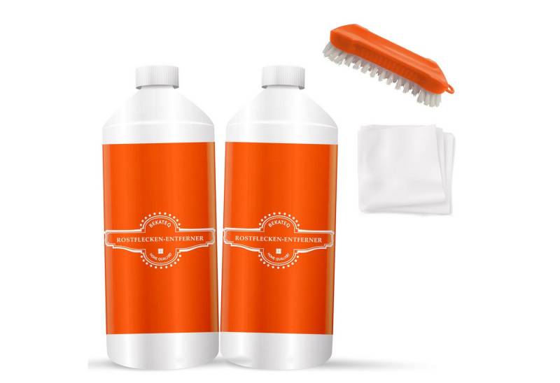 BEKATEQ LS-565 Rostflecken Entferner Rostentferner (250ml + Bürste, [2-St. Steinreiniger Rostentfernung Terrasse Stein Fliesen Beton Pflaster wirkt selbsttätig Flugrost Acryl Wachs) von BEKATEQ