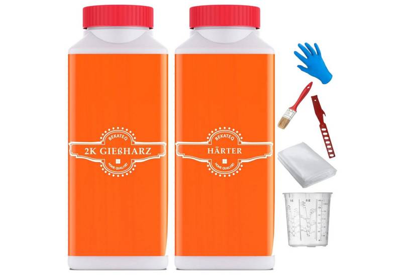 BEKATEQ Reparatur-Set BK-170EP, Harz, Härter, Handschuhe, Pinsel, Rührstab, 160g Gewebe, Mischbecher, Epoxidharz für GFK Boot Auto Modellbau Holz Risse Reparatur Harz von BEKATEQ