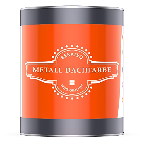 Dachfarbe 3 in 1 Rotbraun 1L in seidenglänzend, für Metalldach, Blechdach, Eternit - Blechdachfarbe & Sockelfarbe, Metallschutzlack, Dachbeschichtung - BEKATEQ LS-580 von BEKATEQ