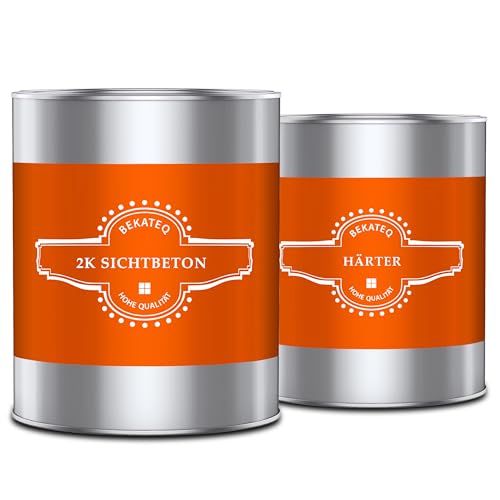 Sichtbeton Versiegelung farblos seidenmatt 1kg - 2K PU Betonversiegelung Bodenversiegelung UV-fest, Wetterfest, Wasserfest - für Beton, GFK, Mikrozement, Fliesen, Kreativspachtel - BEKATEQ BK-1000EP von BEKATEQ