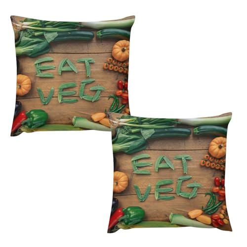 BEKGZYXWM Kissenbezug 26 "x26 2er Set, Weicher Polsterüberzug 26 "x26 in Samt-Optik, Flauschig Und Dekorativ Für Sofakissen, Kissen BeigeVegetable Circle von BEKGZYXWM