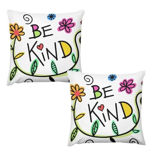 Kissenbezug 26 "x26 2er Set, Weicher Polsterüberzug 26 "x26 in Samt-Optik, Flauschig Und Dekorativ Für Sofakissen, Kissen BeigePattern Letters Be Kind von BEKGZYXWM