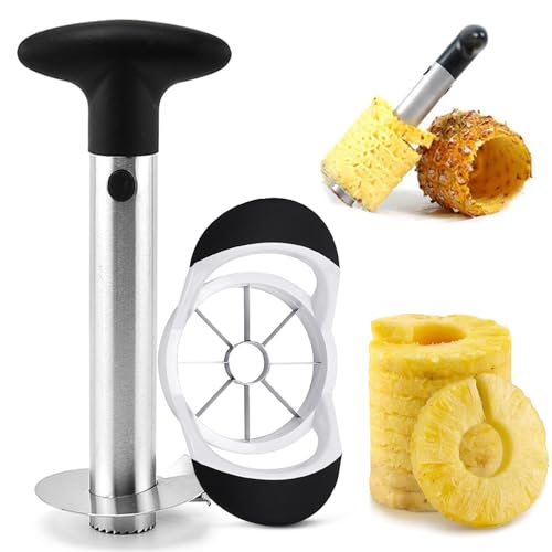 2 Teiliges Ananas Apfelschneider Kombi Set, Edelstahl Apfelschneider Ananasschneider Und Entkerner Apfelentkerner Ananasschneider Entkerner Werkzeug, Verdickte Scharfe Klinge von BEKKLPOU