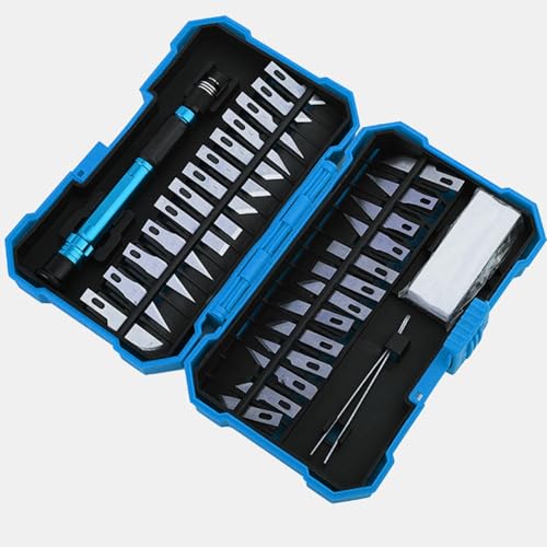 29 Stück Bastelmesser Skalpell Set, Precision Carving Craft Messer Hobbymesser Bastelset Mit 26 Ersatzklingen, Cuttermesser Für Skalpell Basteln Diy Art Work Cutting, Blau von BEKKLPOU