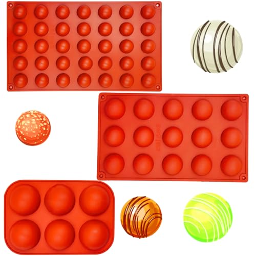 3 Stück Kugelform Silikonform, 6 15 35 Vertiefunge Silikonform Rund Silikon Bakeware Set Silikonform Halbkugel 35 Löcher Silikonform, Zur Herstellung Von Pudding Schokolade Kuchen Mousse von BEKKLPOU