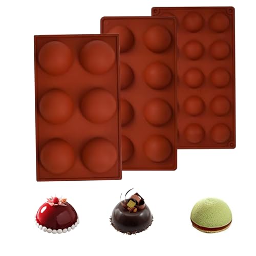 3 Stück Kugelform Silikonform, Kugel Flexible Schokoladenform Rund Silikon Bakeware Set Silikonform Halbkugel 29 Löcher Silikonform, Zur Herstellung Von Pudding Schokolade Kuchen Mousse von BEKKLPOU