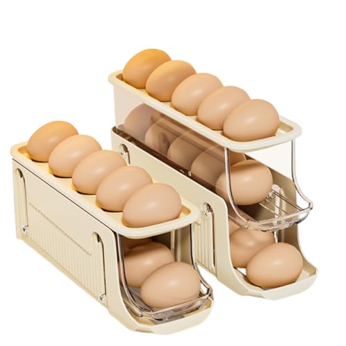 Eierhalter Für Kühlschrank, Automatischer Roll-Eierhalter Eierhalter Kühlschrank Organizer Platzsparend Eierbehälter Für Kühlschrank, Kostenlose Demontage Einfacher Zu Reinigen von BEKKLPOU