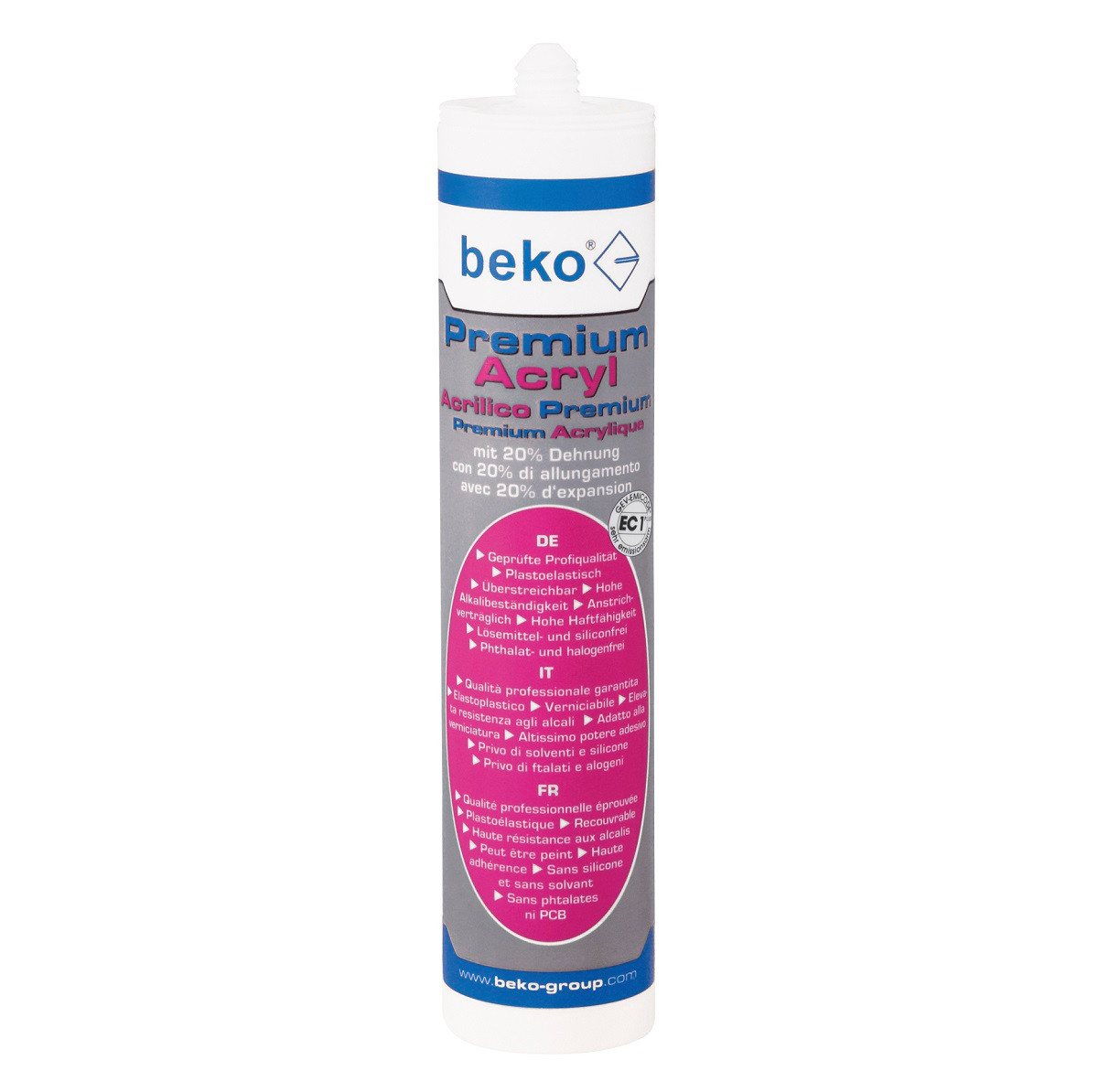 BEKO Dichtstoff BEKO Premium Acryl 20 Prozent Dehnung Weiß 310ml von BEKO