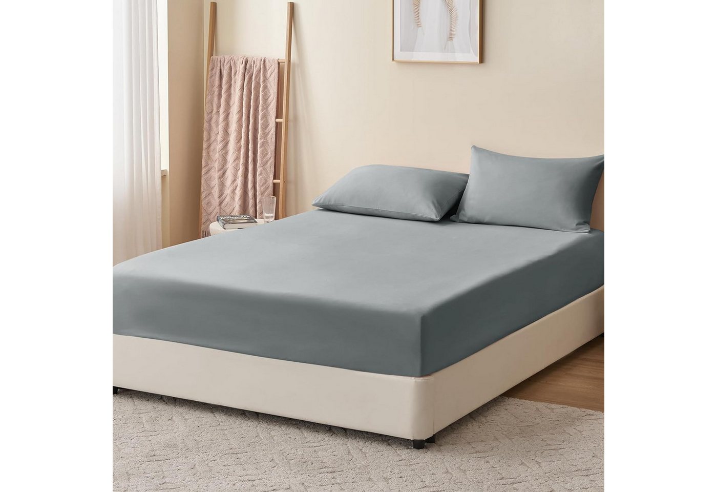 BEKOMIYA Spannbettlaken Spannbettlaken Spannbetttuch 90x200cm,180x200cm,Matratzenauflage, Weich,Atmungsaktiv Bettlaken mit Rundumgummi für Matratzen bis 25cm von BEKOMIYA
