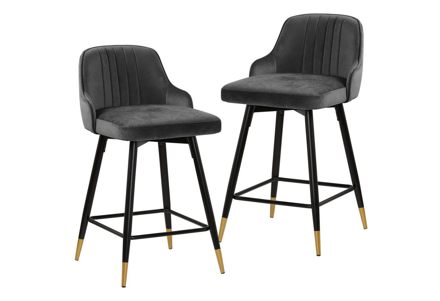 BEKRVIO Barhocker 360° drehbar Samt Sitz mit Metallbeine (Set, 2 St., 2er-Set), Höhe:90cm, Dunkelgrau von BEKRVIO