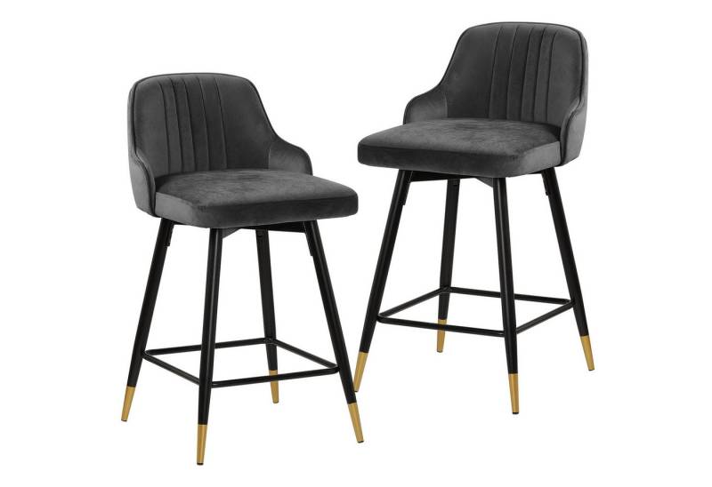BEKRVIO Barhocker 360° drehbar Samt Sitz mit Metallbeine (Set, 2 St., 2er-Set), Höhe:90cm, Dunkelgrau von BEKRVIO