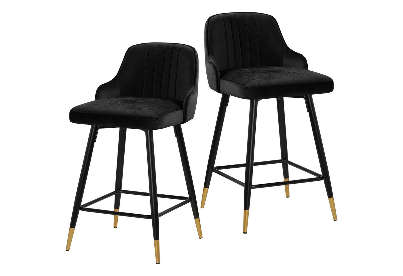 BEKRVIO Barhocker 360° drehbar Samt Sitz mit Metallbeine (Set, 2 St., 2er-Set), Höhe:90cm, Schwarz von BEKRVIO