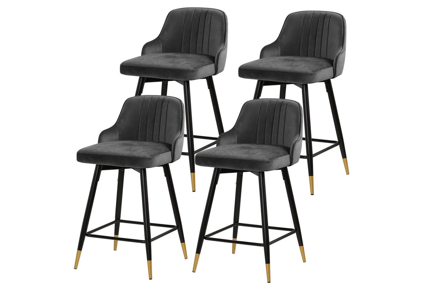 BEKRVIO Barhocker 360° drehbar Samt Sitz mit Metallbeine (Set, 4 St., 2er-Set) von BEKRVIO