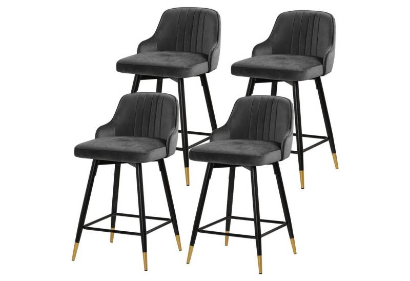 BEKRVIO Barhocker 360° drehbar Samt Sitz mit Metallbeine (Set, 4 St., 2er-Set) von BEKRVIO