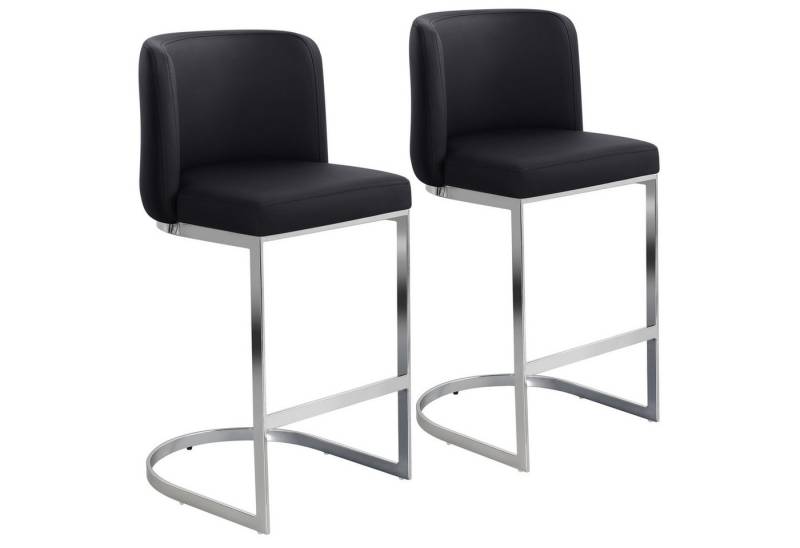 BEKRVIO Barhocker mit Rückenlehne, C-förmigem Metallrahmen und gepolstertem PU-Leder (2 St), ideal für Küchentheke, Hausbar und Pub von BEKRVIO